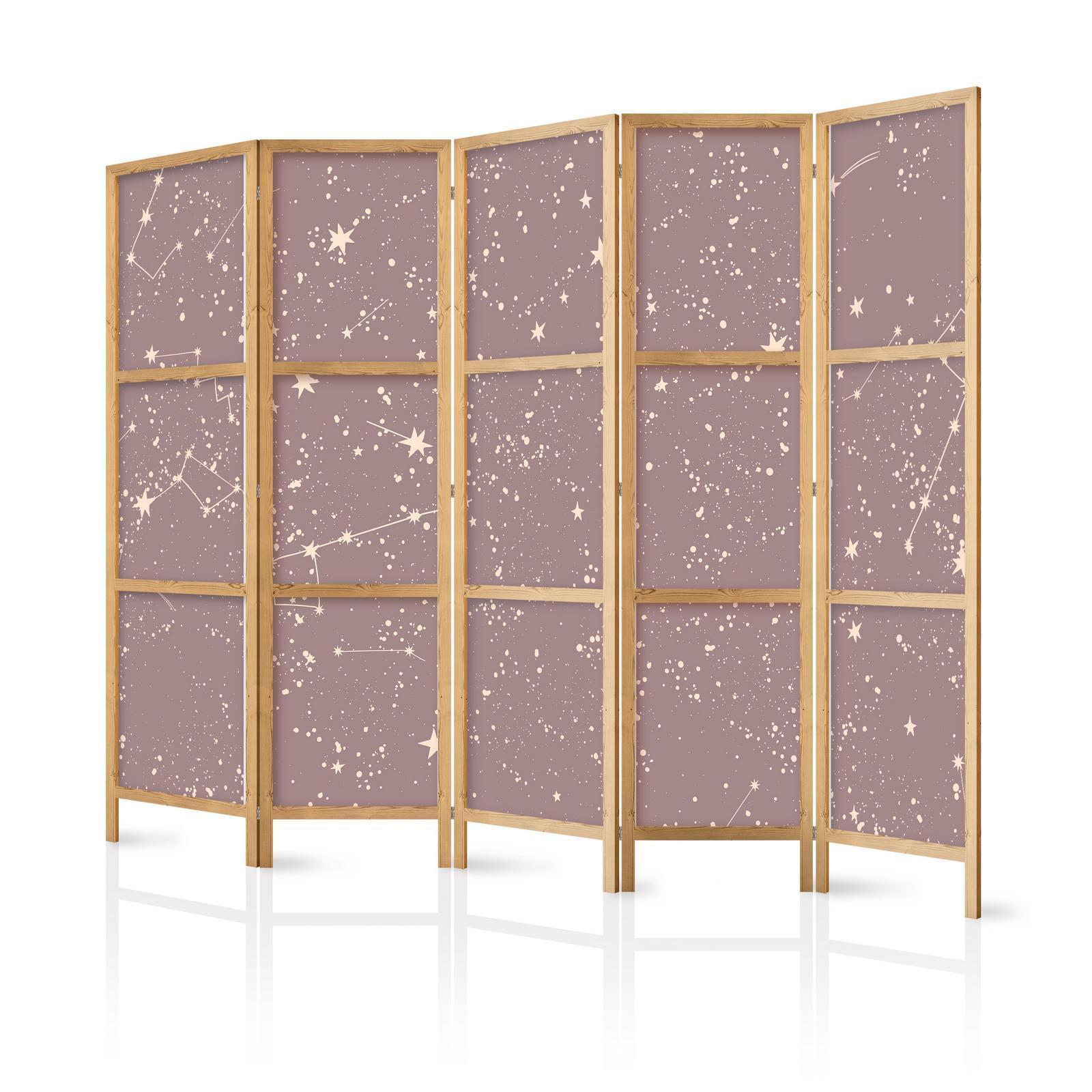 Japanischer Paravent - Night Sky - Artistic Constellations and Stars in Pastel Shades Artgeist