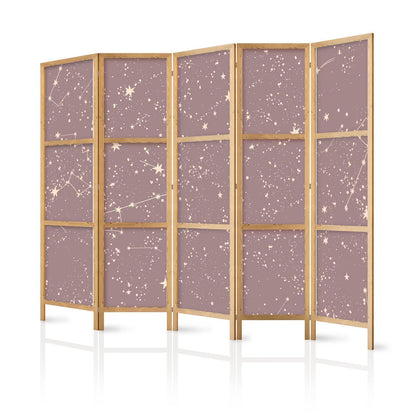 Japanischer Paravent - Night Sky - Artistic Constellations and Stars in Pastel Shades Artgeist
