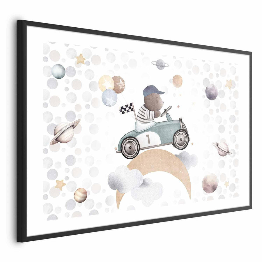 Poster - Bear in a Race Car Artgeist