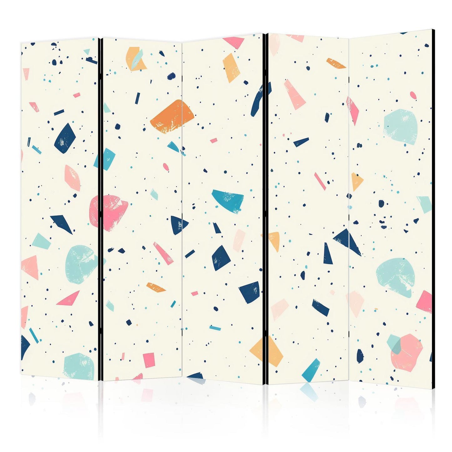 Paravent - Terrazzo with Multicolored - Large Elements - Cheerful Pattern on a Light Background Artgeist