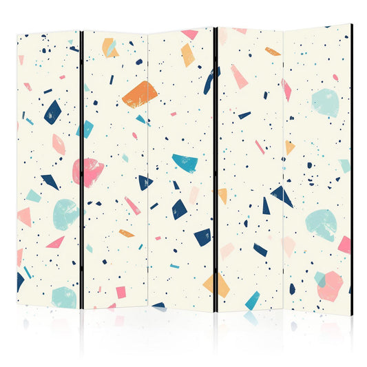 Paravent - Terrazzo with Multicolored - Large Elements - Cheerful Pattern on a Light Background Artgeist