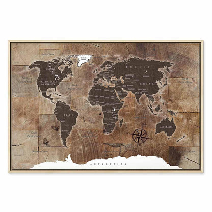 Leinwandbild - World Map: Wooden Mosaic