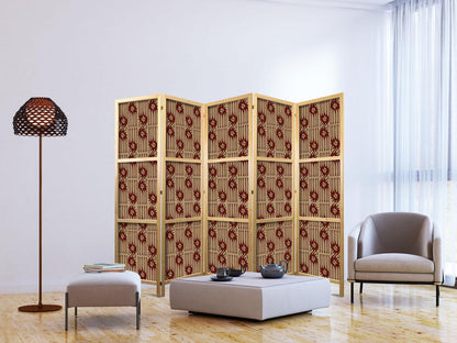 Japanischer Paravent - Predatory Streaks - Red Abstract Shapes Inspired by Tribal Artgeist