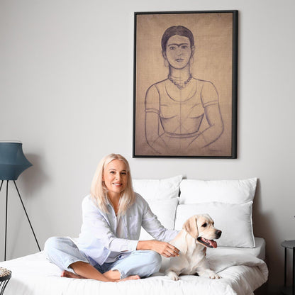Leinwandbild - Frida Kahlo – Self-Portrait, 1929 (charcoal drawing)