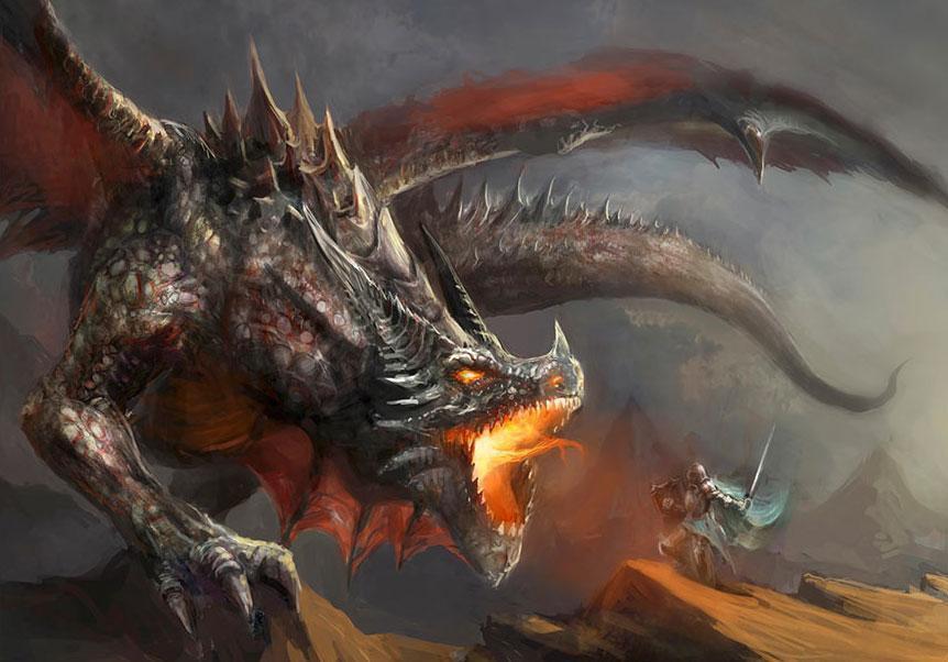 Drachen & Feuer – Fantasievolle Fototapete für mutige Designs