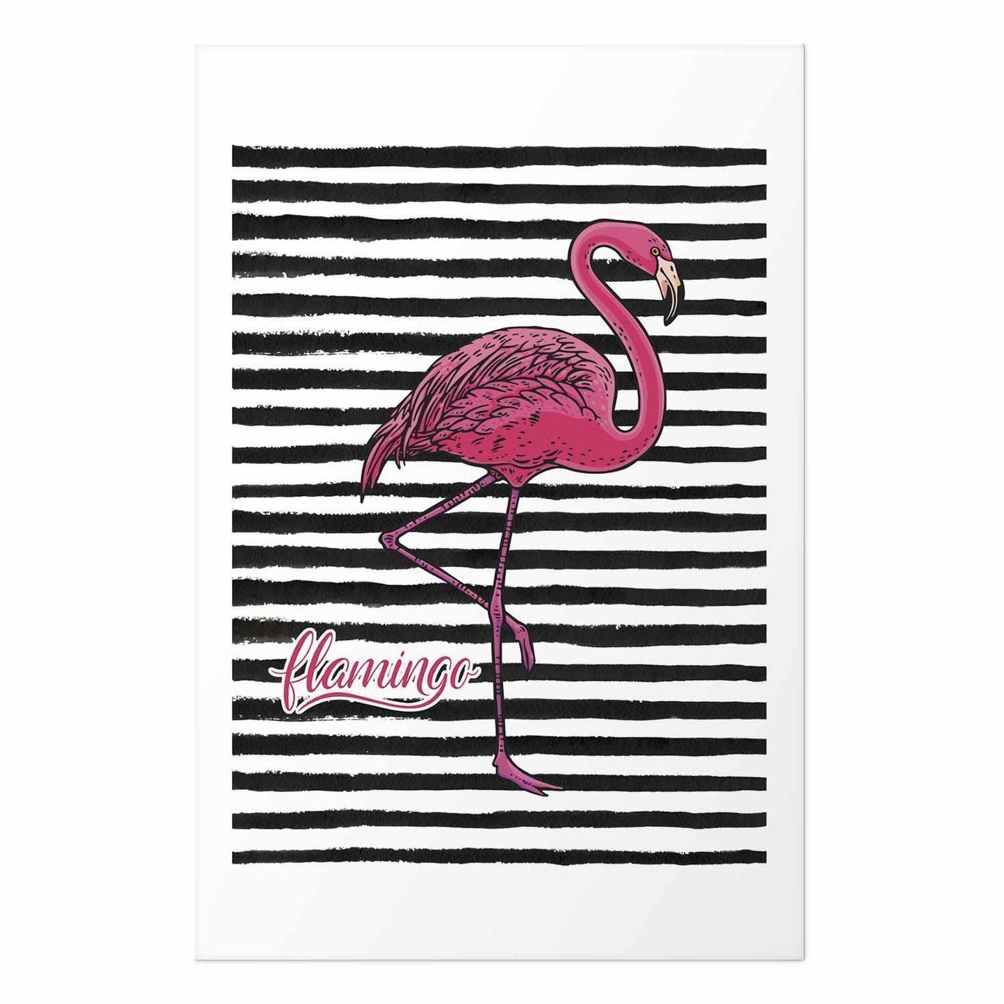 Poster - Black Stripes and Flamingo