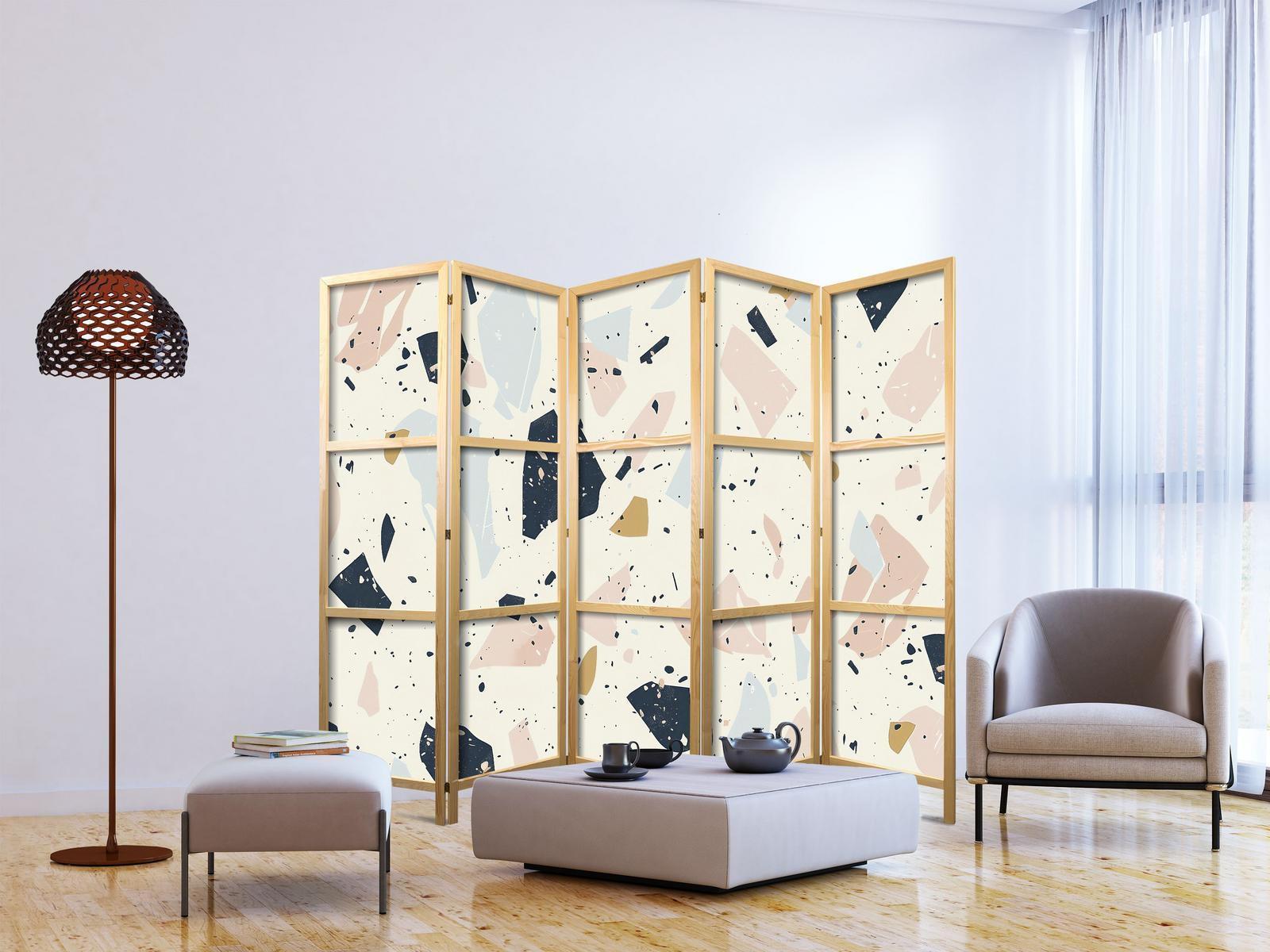 Japanischer Paravent - Terrazzo with Large - Scaled Stones in Muted Colors Artgeist