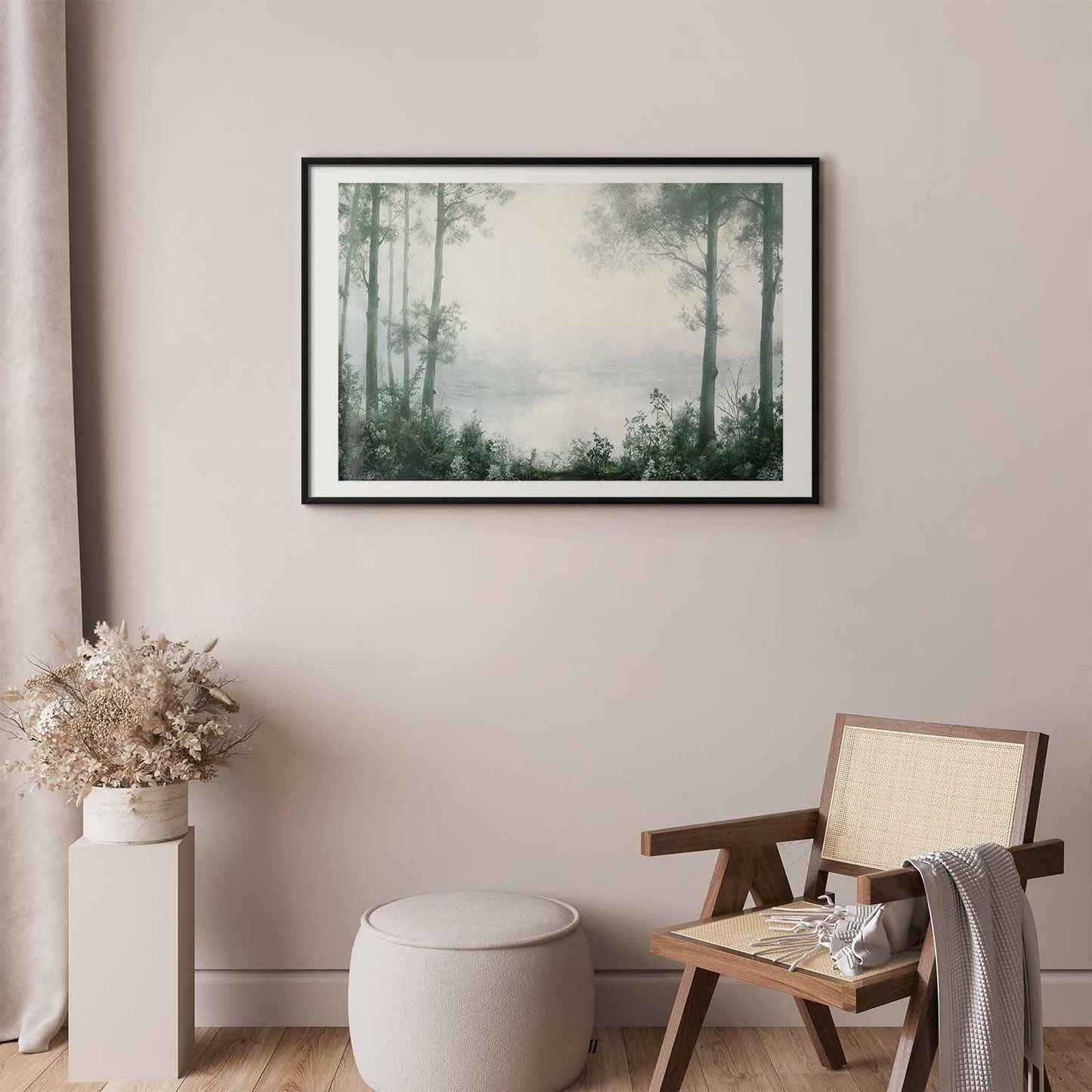 Poster - Forest and Pond in Patinated Green Artgeist