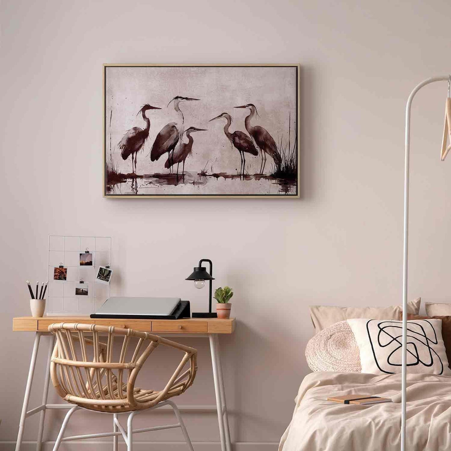 Leinwandbild - Herons painted with ink