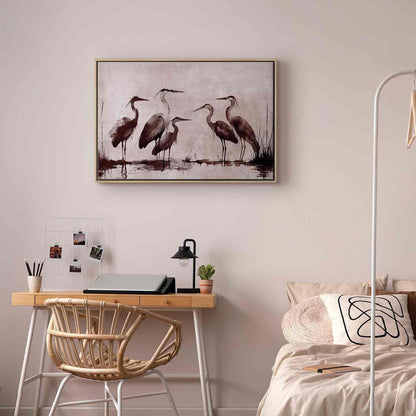 Leinwandbild - Herons painted with ink