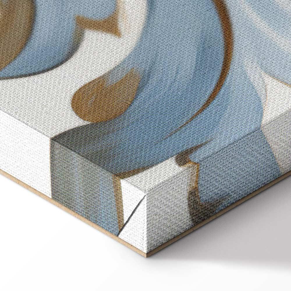 Leinwandbild - Baroque Ornaments in Light Cream-Blue Hues