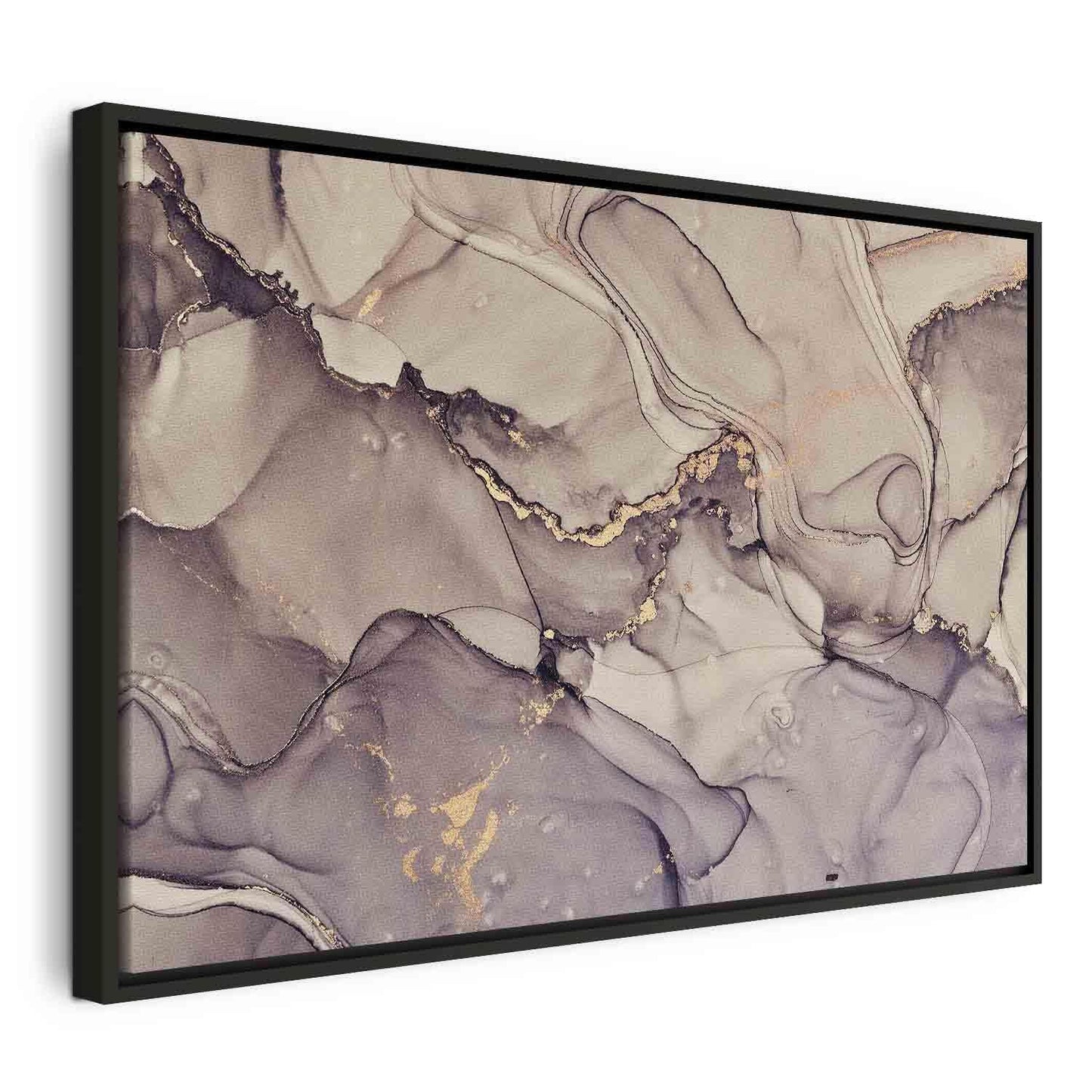 Leinwandbild - Watercolour abstraction - powder pink marble with gold accents