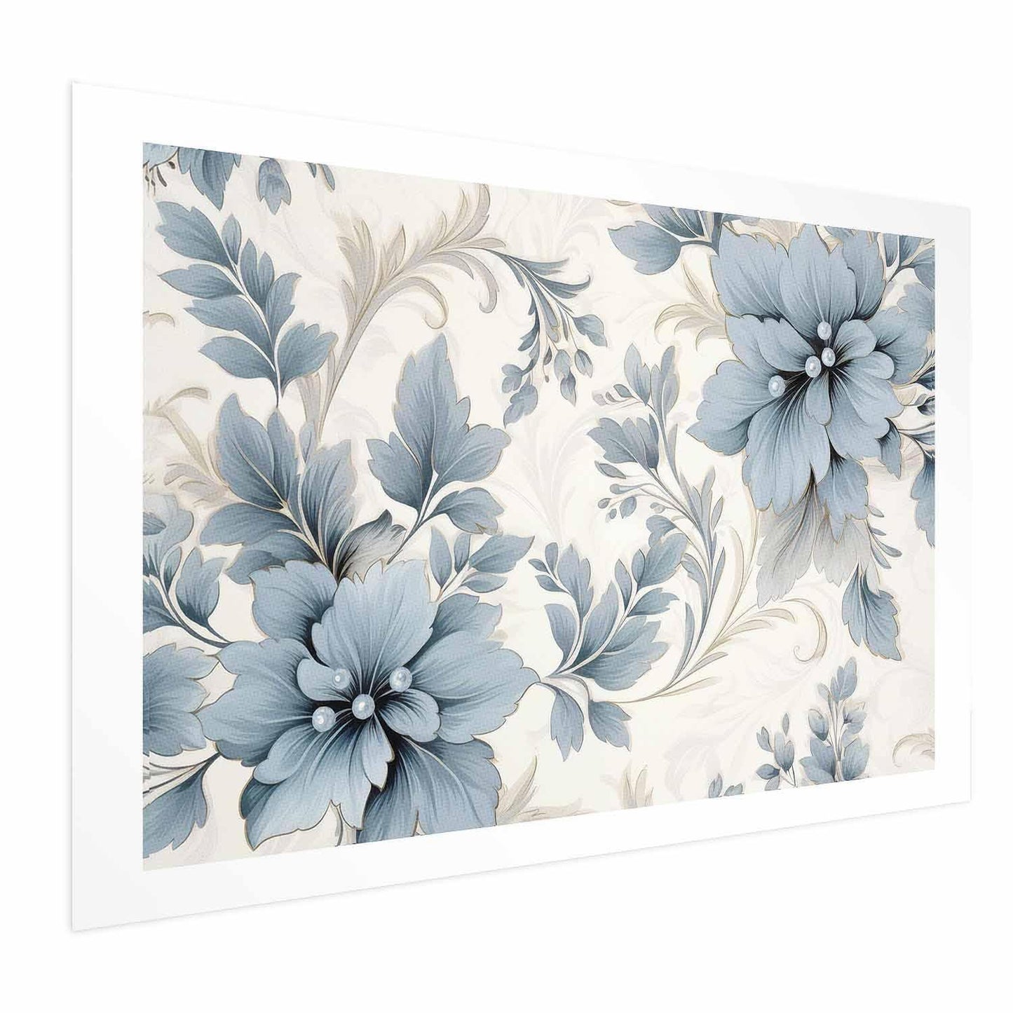 Poster - Turquoise Ornamental Retro Flowers