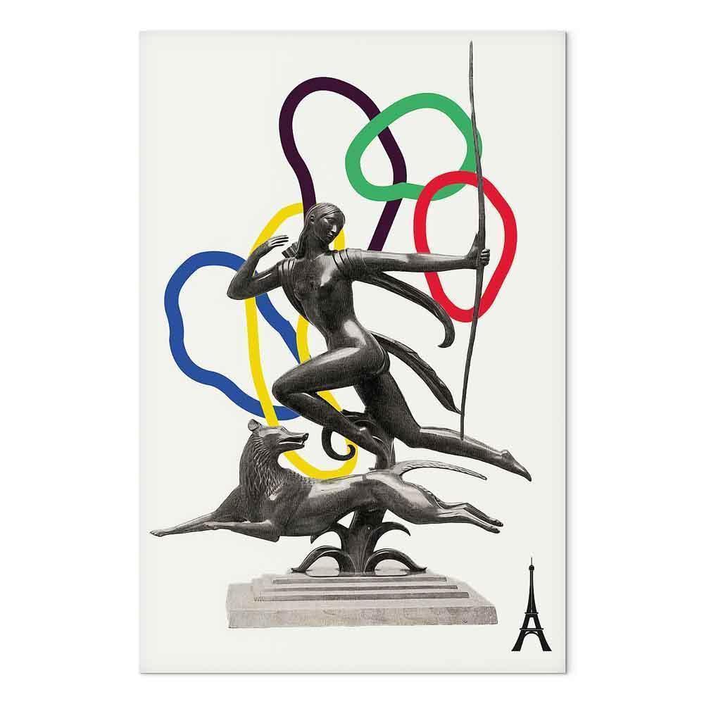 Leinwandbild - Woman With Dog - Illustration