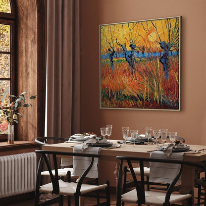 Leinwandbild - Vincent van Gogh – Willows at Sunset