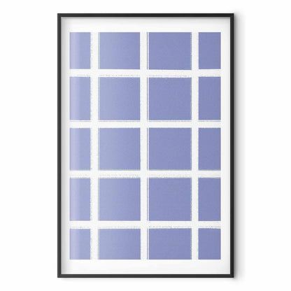 Poster - White Lines - a grid with large gaps on a blue background