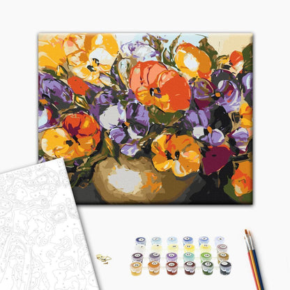 Malen nach Zahlen - Vase Of Pansies