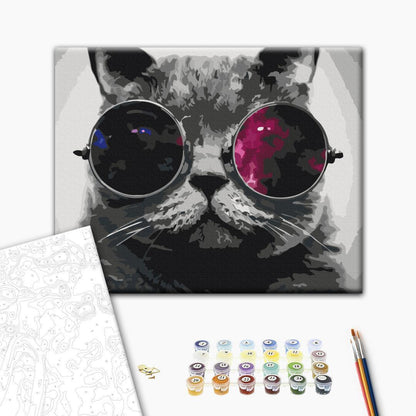 Malen nach Zahlen - Cat With Glasses