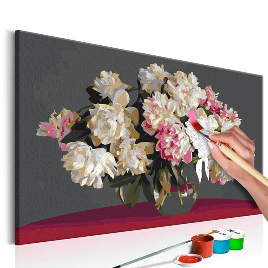 Wandbild zum Ausmalen - weiße Blumen in einer Vase