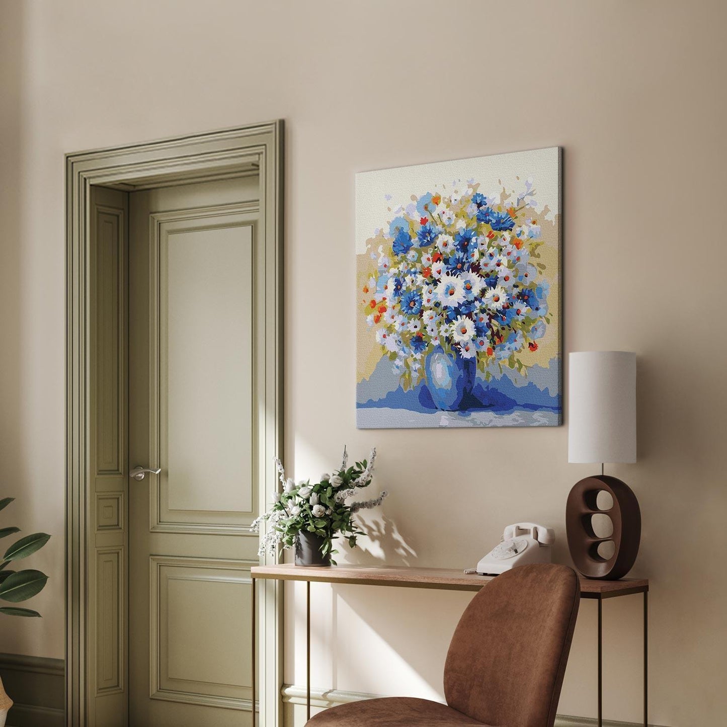 Malen nach Zahlen - A vase with a bouquet of wildflowers