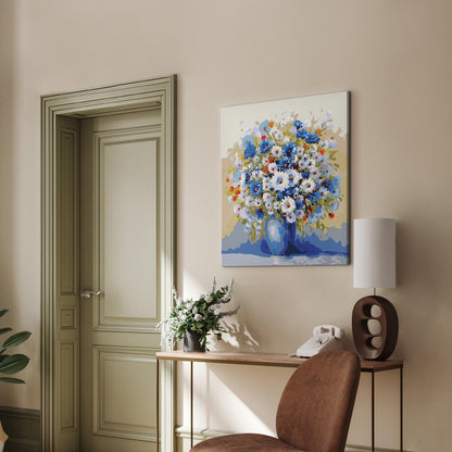 Malen nach Zahlen - A vase with a bouquet of wildflowers