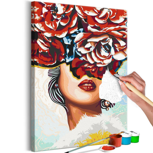 Malen nach Zahlen Süße Lippen - Pop Art Kussmund in leuchtenden Farben als modernes Wandbild zum Ausmalen - Sawelt