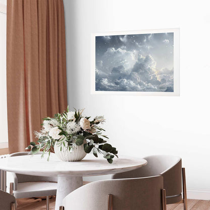 Poster - Astral Calm: Stars Scattered Over Delicate Clouds Artgeist