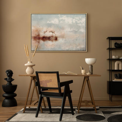 Leinwandbild - Cranes in the Morning (1 Part) Wide