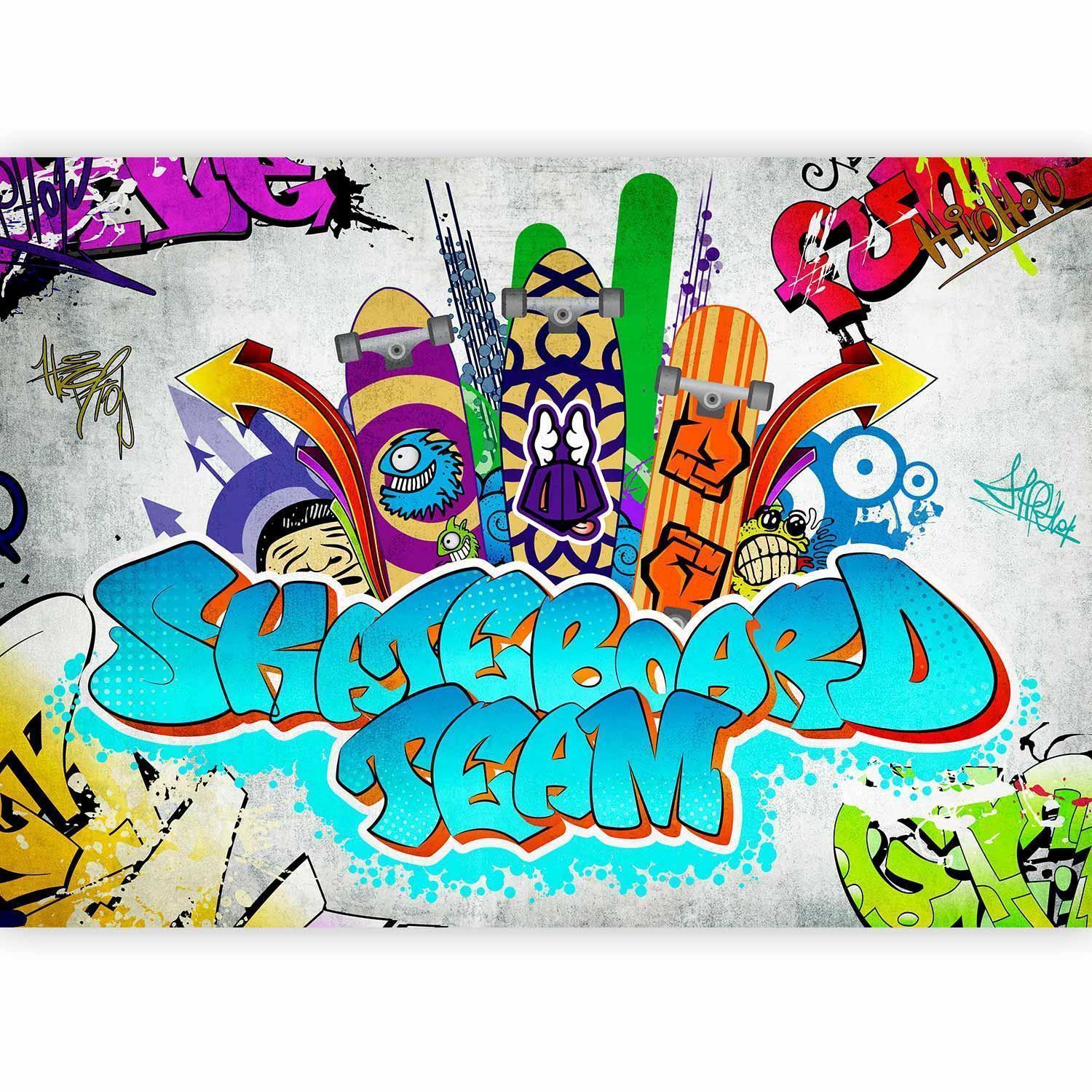 Jugendzimmer mit urbaner Skateboard-Fototapete

