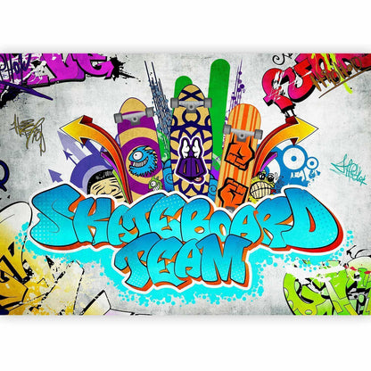 Jugendzimmer mit urbaner Skateboard-Fototapete

