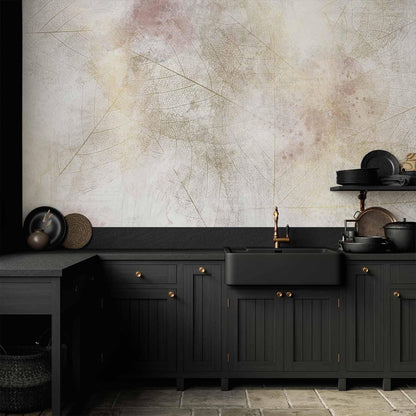 Fototapete - Summer memory - abstract background with shadow of dried leaves