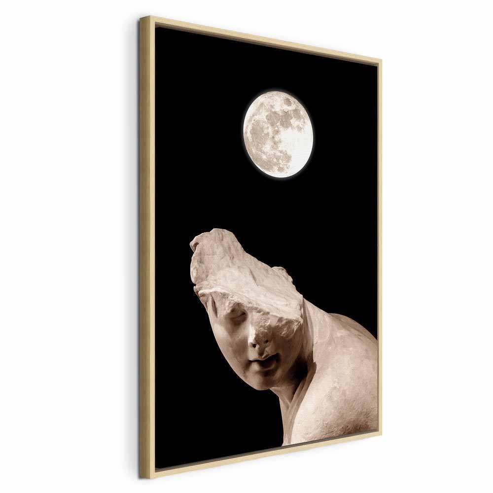 Leinwandbild - Moon and Statue (1 Part) Vertical
