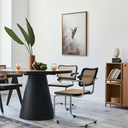Ethnic Hummingbird poster in stylish dining room setting.