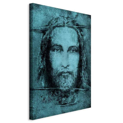 Leinwandbild - Shroud of Turin in Turqoise (1 Part) Vertical