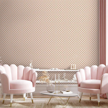 Tapete - Checkerboard Pattern - Brown-White Grid with a Subtle Noise Artgeist
