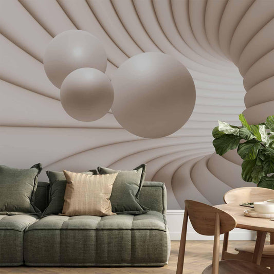 Fototapete 3D Tunnel Kugeln - Moderne Perspektive mit geometrischem Tiefeneffekt