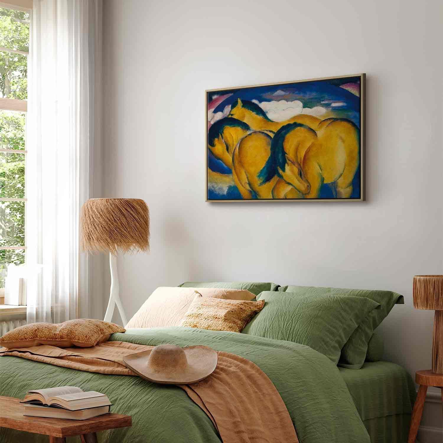 Leinwandbild - Little Yellow Horses (Franz Marc) Artgeist