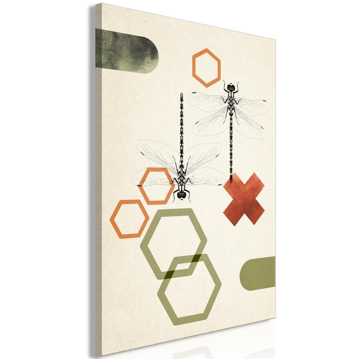 Wandbild Libellen & Geometrie – Moderne Naturkunst auf Leinwand