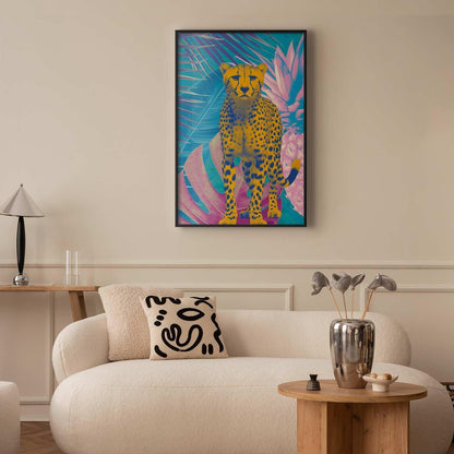 Tropischer Leopard – Farbenprächtiges Poster mit Dschungelmotiv