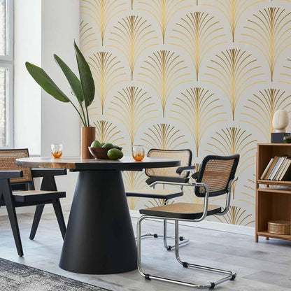 Fototapete - Gold Linear Pattern on Marble Background