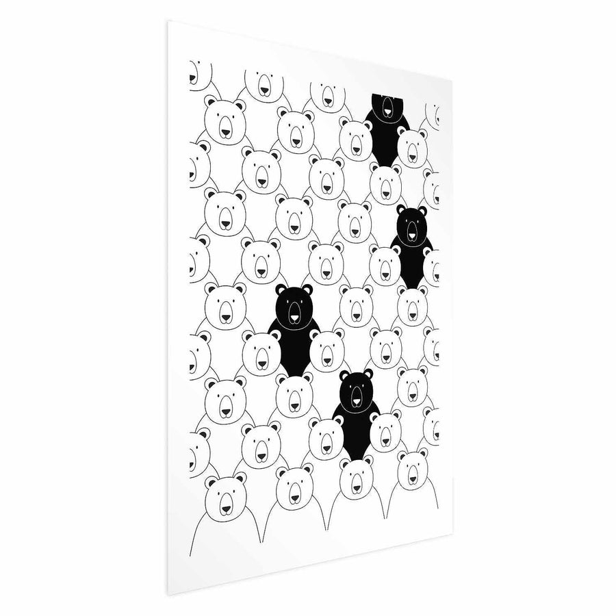 Poster featuring a unique bear pattern in monochrome design.