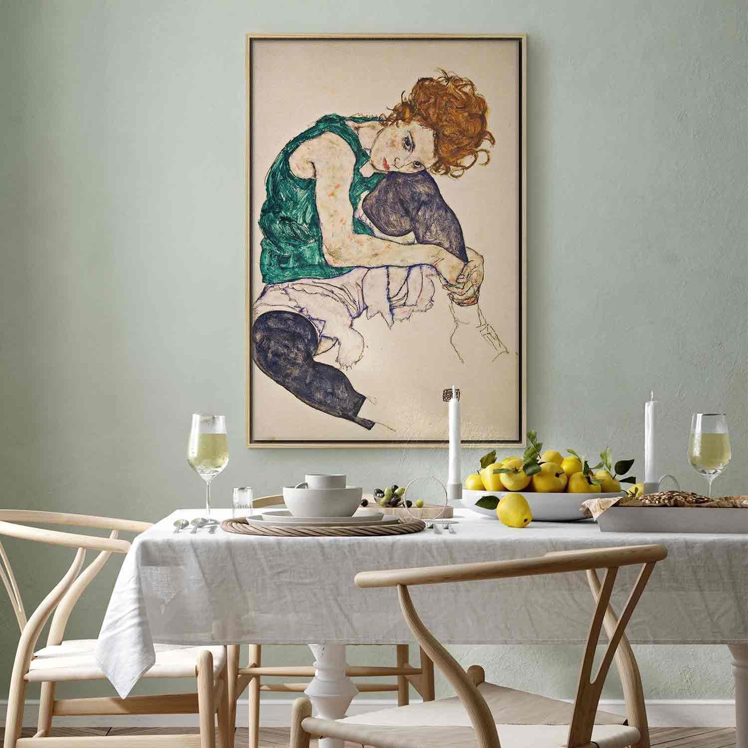 Leinwandbild - Seated Woman with Legs Drawn Up Artgeist