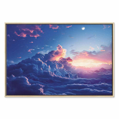 Leinwandbild - Night Concert in the Mountains: Clouds Illuminated by the Last Rays of the Sun