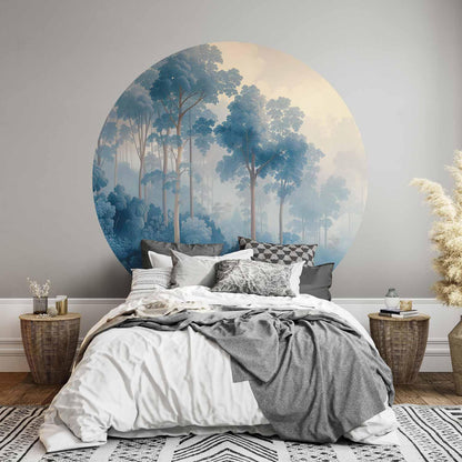 Runde Fototapete - A forest in misty shades of blue