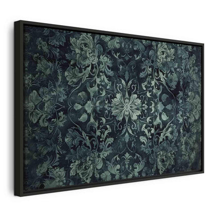Leinwandbild - Oriental Pattern Carpet: Emerald Ornaments and Worn Patterns Artgeist
