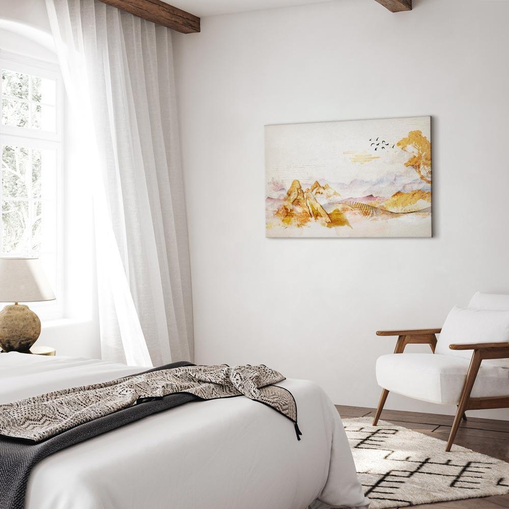 Leinwandbild - Golden Mountains (1 Part) Wide