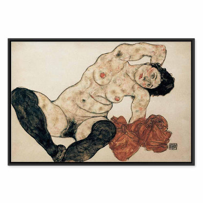 Leinwandbild - Egon Schiele – Liegender Akt mit gelbem Handtuch