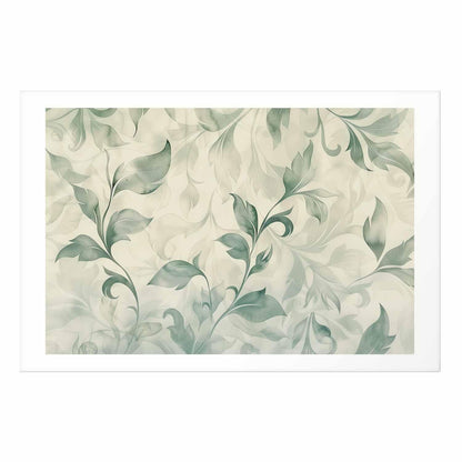 Poster - Watercolor Green-Beige Leaves
