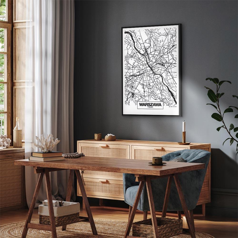 Leinwandbild - City Plan: Warszawa (1 Part) Vertical