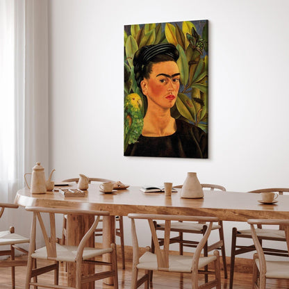 Leinwandbild - Frida Kahlo – Self-Portrait with Bonito